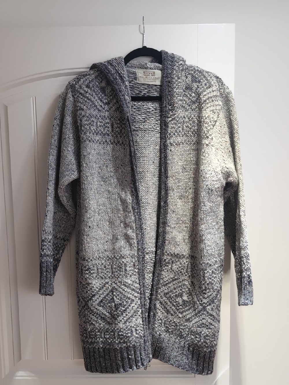 Women's Hooded Knit Cardigan Sweater - Gray Ombre